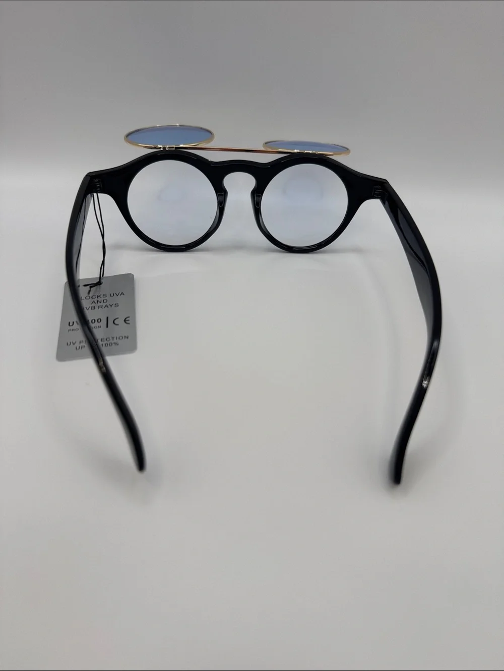 Men's Black Frame Sunglasses with Blue Lenses